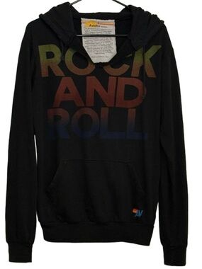 RARE Vintage Aviator Nation Rock and Roll Graphic Pullover Hoodie Unisex sz L
